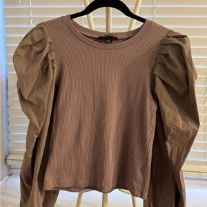 Lea & Viola Mauve Puff‑Sleeve Ribbed Top – Excellent Condition